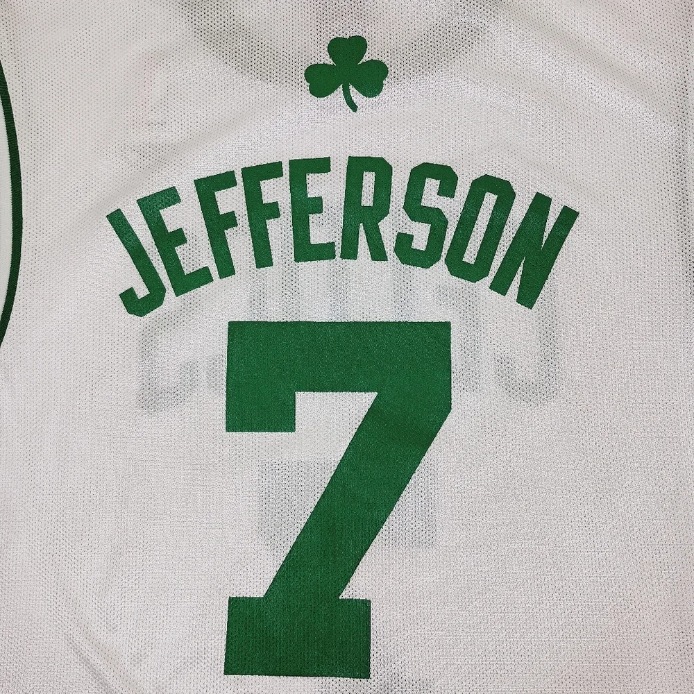 Boston Celtics Al Jefferson Jersey Large White Green Reebok NBA #7 Vintage - Picture 4 of 9